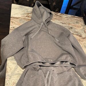 Spanx gray cropped hoodie and Sweatpants Set